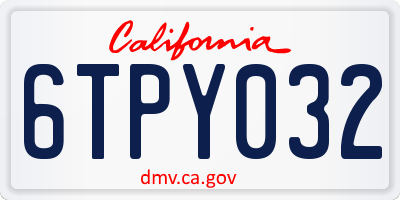 CA license plate 6TPY032