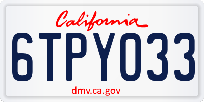 CA license plate 6TPY033