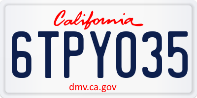 CA license plate 6TPY035