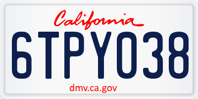 CA license plate 6TPY038