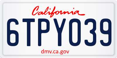 CA license plate 6TPY039