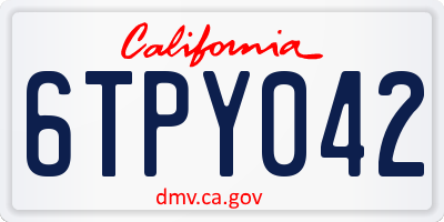 CA license plate 6TPY042