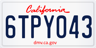 CA license plate 6TPY043