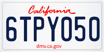 CA license plate 6TPY050