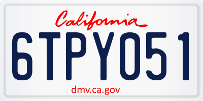 CA license plate 6TPY051