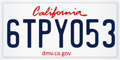 CA license plate 6TPY053