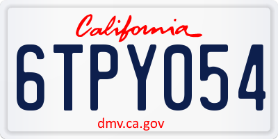 CA license plate 6TPY054