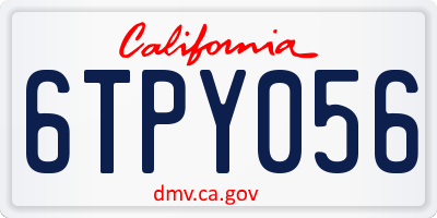 CA license plate 6TPY056