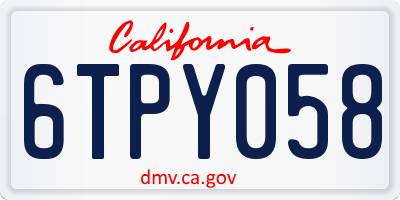 CA license plate 6TPY058