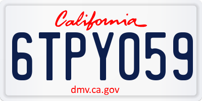 CA license plate 6TPY059
