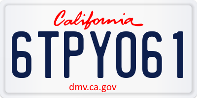 CA license plate 6TPY061