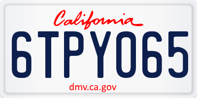 CA license plate 6TPY065