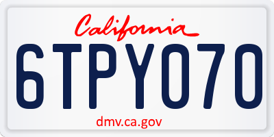 CA license plate 6TPY070