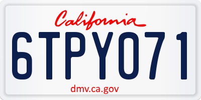 CA license plate 6TPY071
