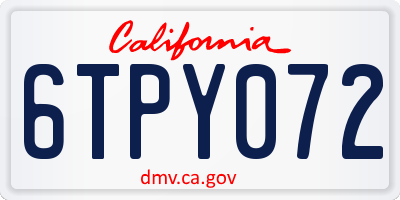 CA license plate 6TPY072