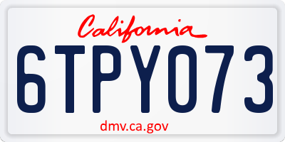 CA license plate 6TPY073