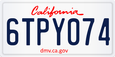CA license plate 6TPY074