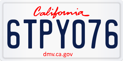 CA license plate 6TPY076