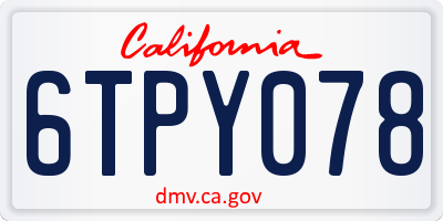 CA license plate 6TPY078