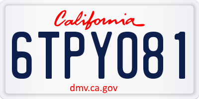 CA license plate 6TPY081