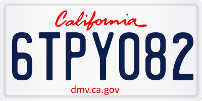 CA license plate 6TPY082