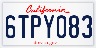 CA license plate 6TPY083