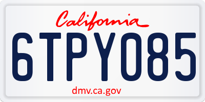 CA license plate 6TPY085