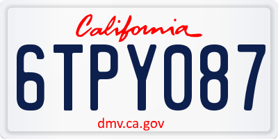 CA license plate 6TPY087