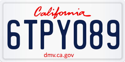 CA license plate 6TPY089
