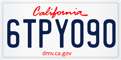 CA license plate 6TPY090