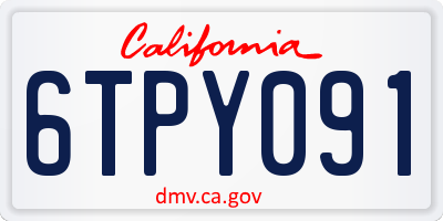 CA license plate 6TPY091
