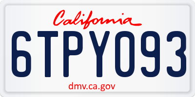 CA license plate 6TPY093