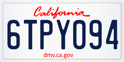 CA license plate 6TPY094