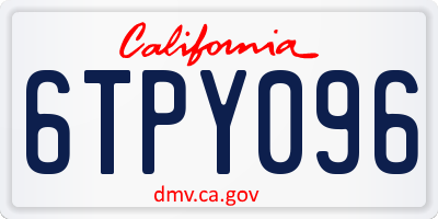 CA license plate 6TPY096