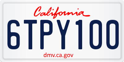 CA license plate 6TPY100