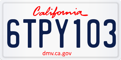 CA license plate 6TPY103