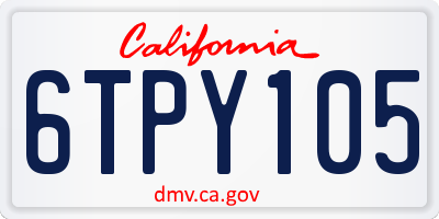 CA license plate 6TPY105