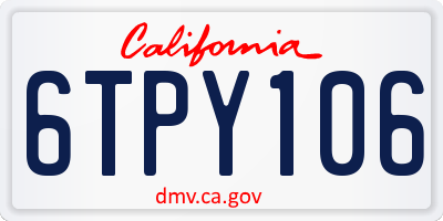 CA license plate 6TPY106