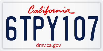 CA license plate 6TPY107