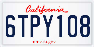 CA license plate 6TPY108