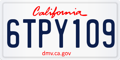 CA license plate 6TPY109