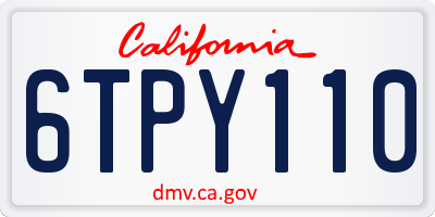 CA license plate 6TPY110