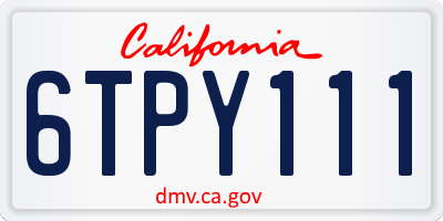 CA license plate 6TPY111