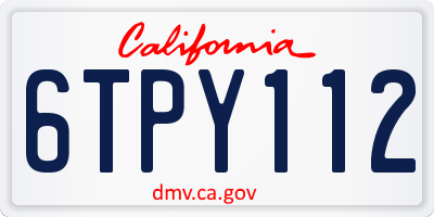 CA license plate 6TPY112