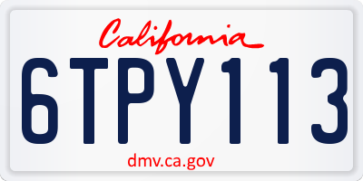 CA license plate 6TPY113