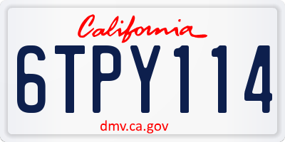 CA license plate 6TPY114