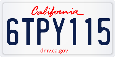 CA license plate 6TPY115