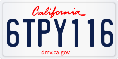 CA license plate 6TPY116