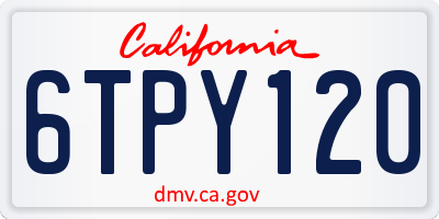 CA license plate 6TPY120