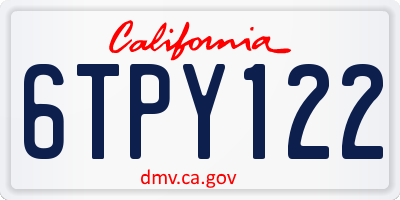 CA license plate 6TPY122